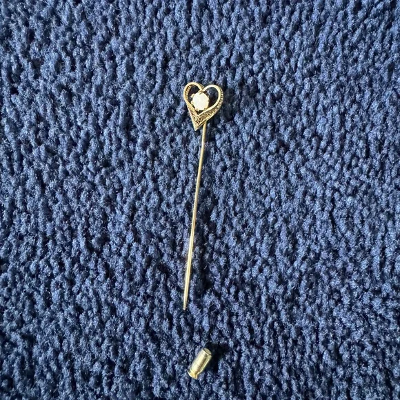 Vintage Opal Heart Stick Pin - Picture 2 of 4